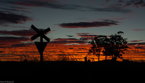 sunset daylesford dscr rail railway railways victorian victoria vr crossing sign sun sky