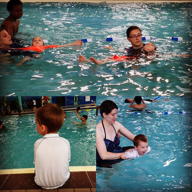 Swim lessons are going swimmingly! Liam...