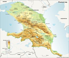 map caucasus topographic countries ecoregion russia azerbaijan georgia armenia iran resources turkey use