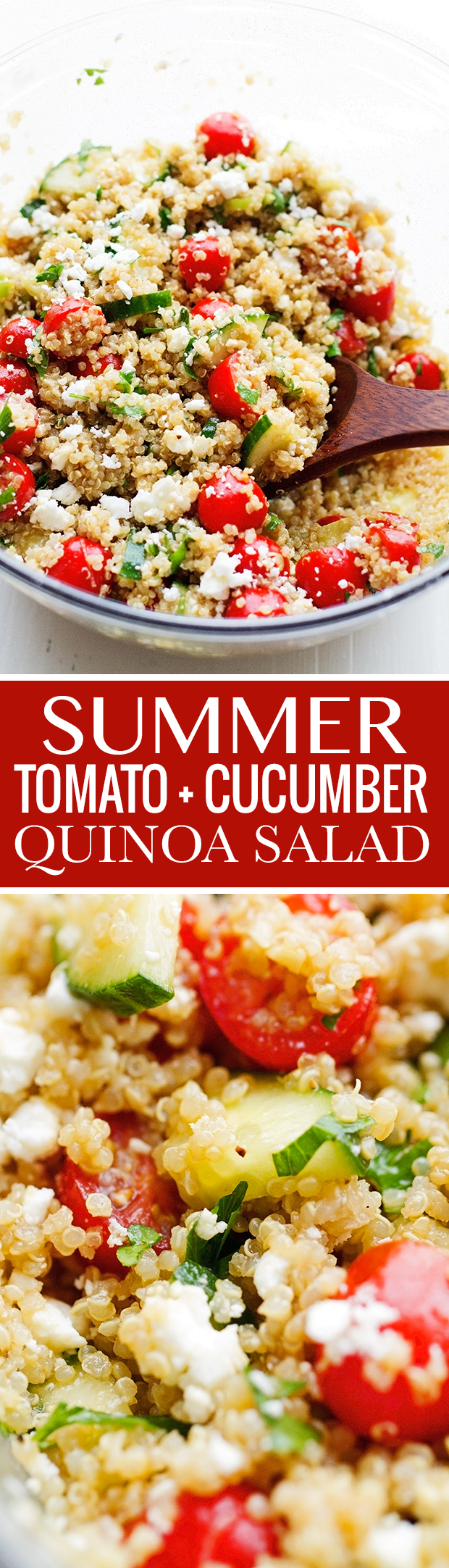 Summer Tomato and Cucumber Quinoa Salad - perfect for when you have leftover quinoa! #vegetarian #quinoasalad #cucumbersalad #tomatosalad #tabbouleh | Littlespicejar.com @LittleSpiceJar