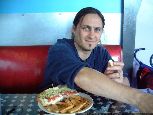 sean, eating freedom fries at lunch in santa cruz   dscf8869