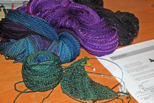 Handspun yarns and knitting Drachenfels Shawl by irieknit