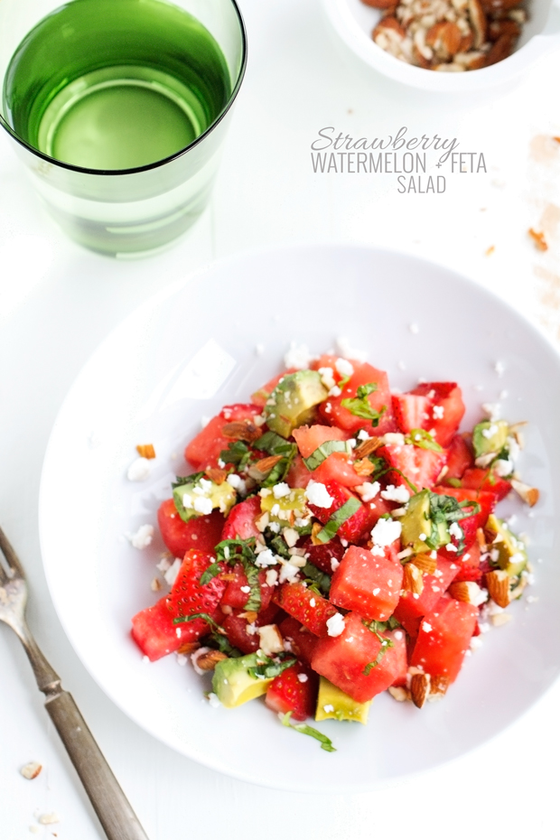 Strawberry Watermelon Feta Salad - The MOST refreshing salad that's perfect to serve for the 4th of July! #4thofjuly #watermelon #watermelonsalad #watermelonfetasalad | Littlespicejar.com