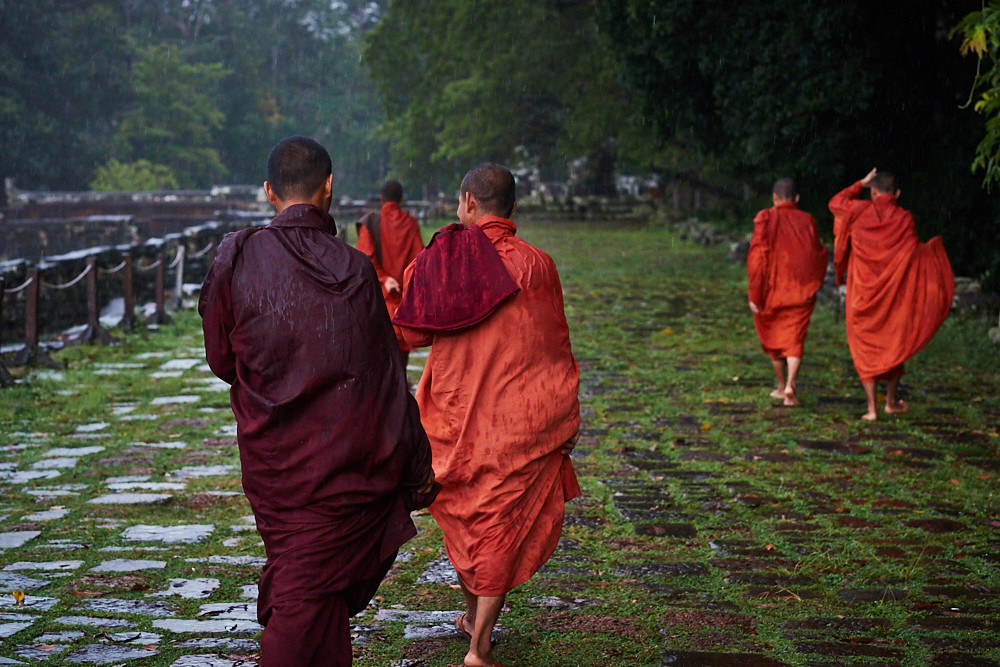 Young monks, Angkor, Cambodia