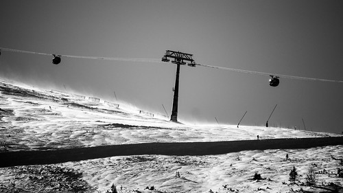 winter slovakia snow bw black white nature gondola cable pylon sky wind monochrome