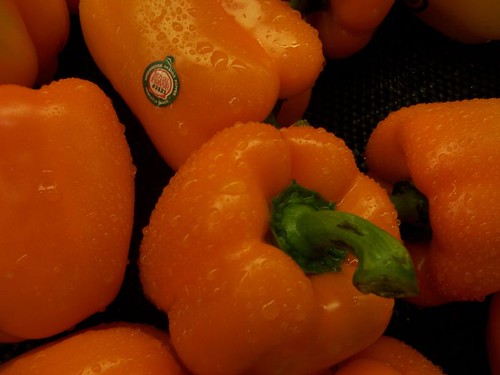 orange macro wet peppers