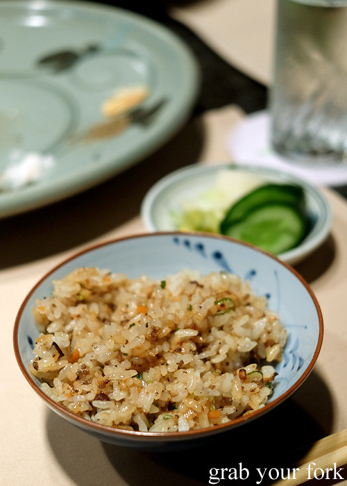 Golden fried rice with Kobe beef wagyu sirloin fat at Wakkoqu, Kobe, Japan