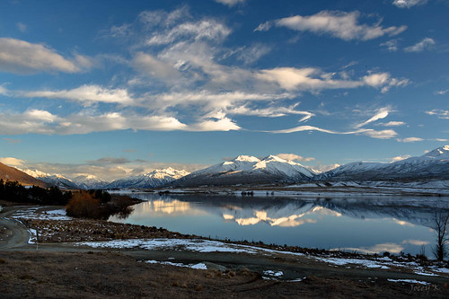 trees newzealand sky lake snow clouds sunrise reflections mountians lakeclearwater canterburyhighcountry triptolakeclearwateraug12132015 lakeclearwaterarea