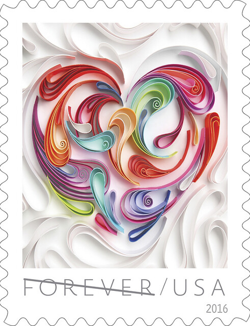 USPS Love Stamp 2016 - Quilled Paper Heart by Yulia Brodskaya