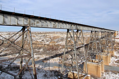 historicbridge railroadbridge railroadtrestle trestlebridge girderbridge deckplategirder unionpacificrailroad up chicagorockislandandpacificrailroad crip canadianriver quaycounty newmexico