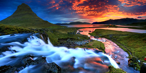 sunrise island dawn waterfall iceland arctic kirkjufell islanda icelande snaefells vesturland