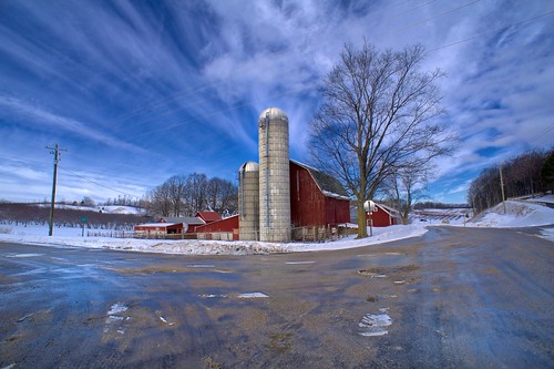 leelanau northport barn clouds farm landscape outbuilding sky snow winter michigan unitedstates