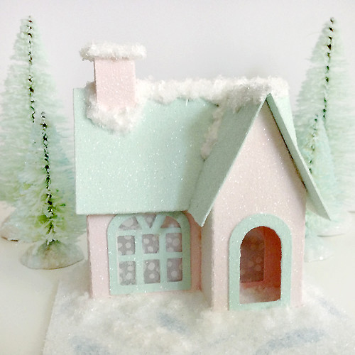 How to: decorate a putz house with snow and glitter / AllThingsPaper.net