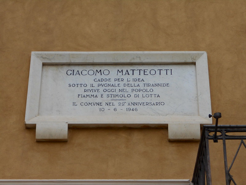 lapide a Giacomo Matteotti, Municipio, Bondeno
