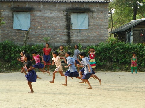 school people india motion sport rural countryside education uniform pt bengal westbengal 2015 sundarbans physicaltraining