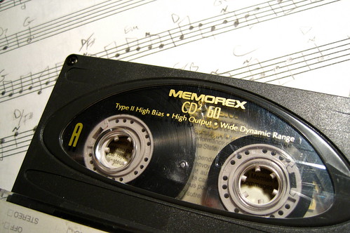 cassette tape on manuscript