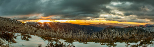 sunset panorama snow mountains clouds canon landscape highcountry 50d northeastvictoria