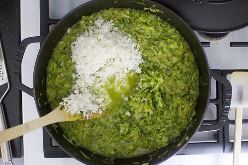 rice into a zucchini mass