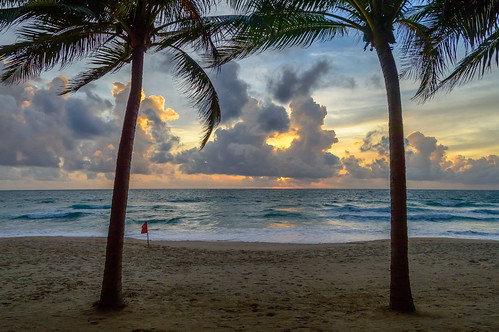 sunset twilight surin beach palms landscape ocean sea water clouds phuket thailand asia
