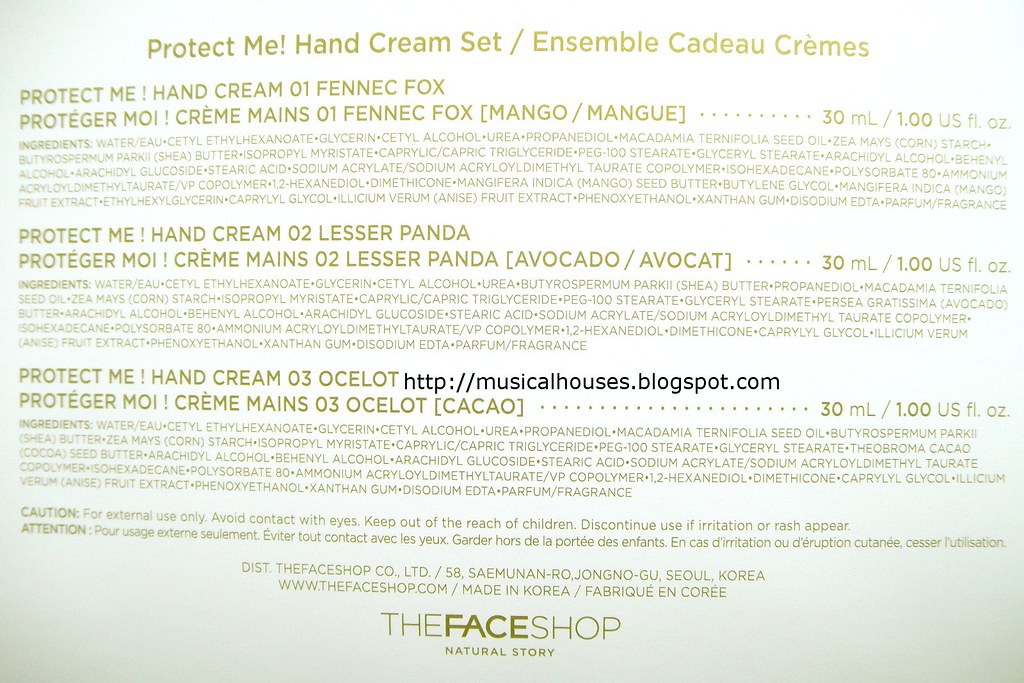 The Face Shop Around The World Protect Me Hand Care Ingredients