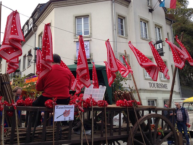 A vendor at the Nut Festival in Vianden, Luxembourg