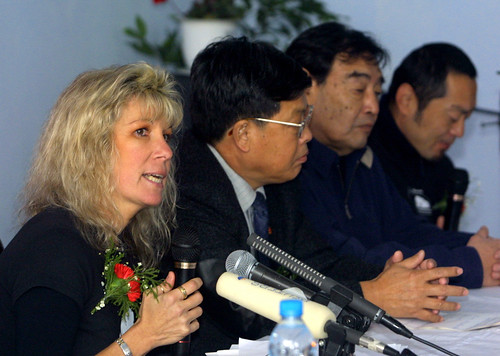 Animals Asia's founder and CEO Jill Robinson MBE with government officials at a press conference