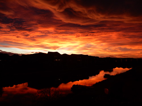 light red reflection silhouette fire canal chinook