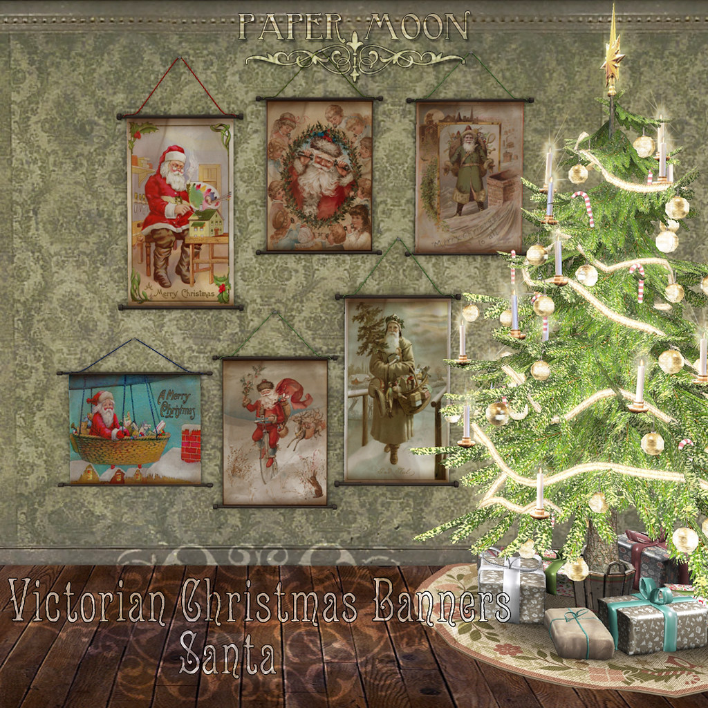 *pm* Victorian Christmas Banners – Santa