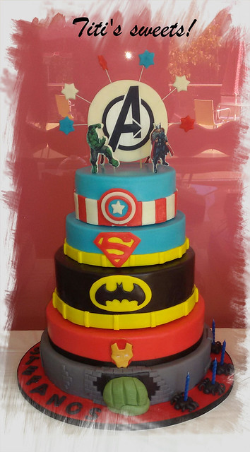 Super Heroes Birthday Cake by Afrodite Zank of Titi's sweets