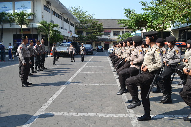 Latihan Penanganan Unjukrasa Dalmas Polwan dan Dalmas Kerangka Polresta Yogyakarta