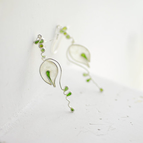 White Lily of the Valley Dangle Earrings