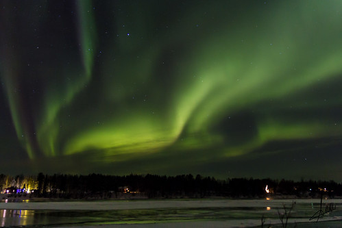 night landscape rovaniemi northernlights finlandia laponia auroraboreal