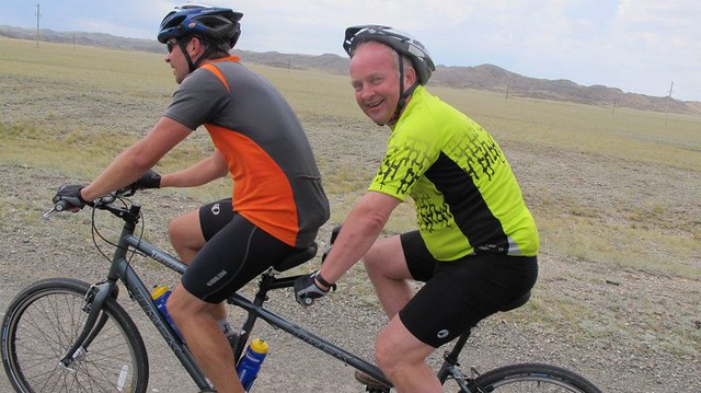 Frank Tomlinson and Tore Naerland biking through Kazakhstan, 2011courtesy facebook