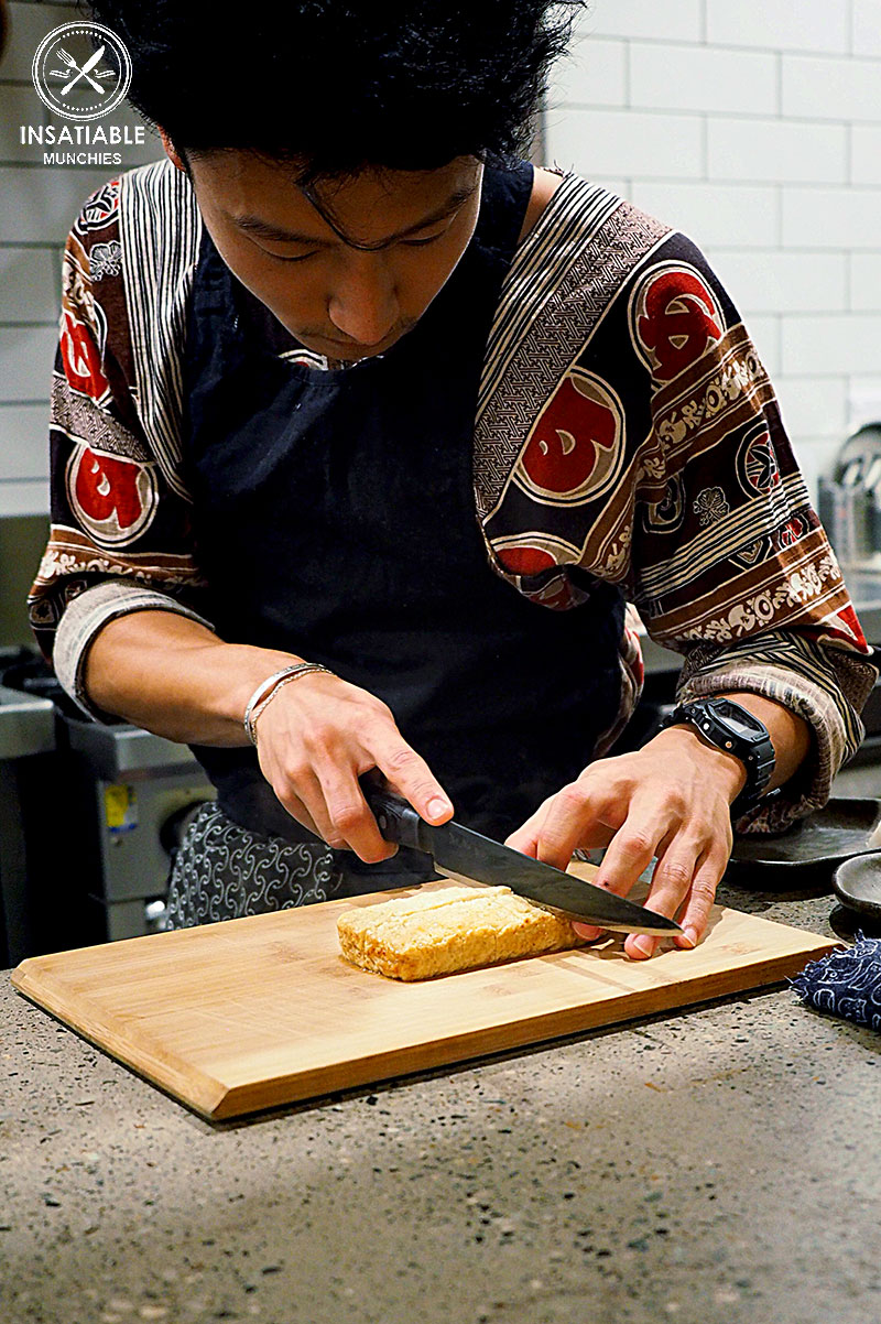 Tamagoyaki getting sliced, Yurippi, Crows Nest: Sydney Food Blog Review
