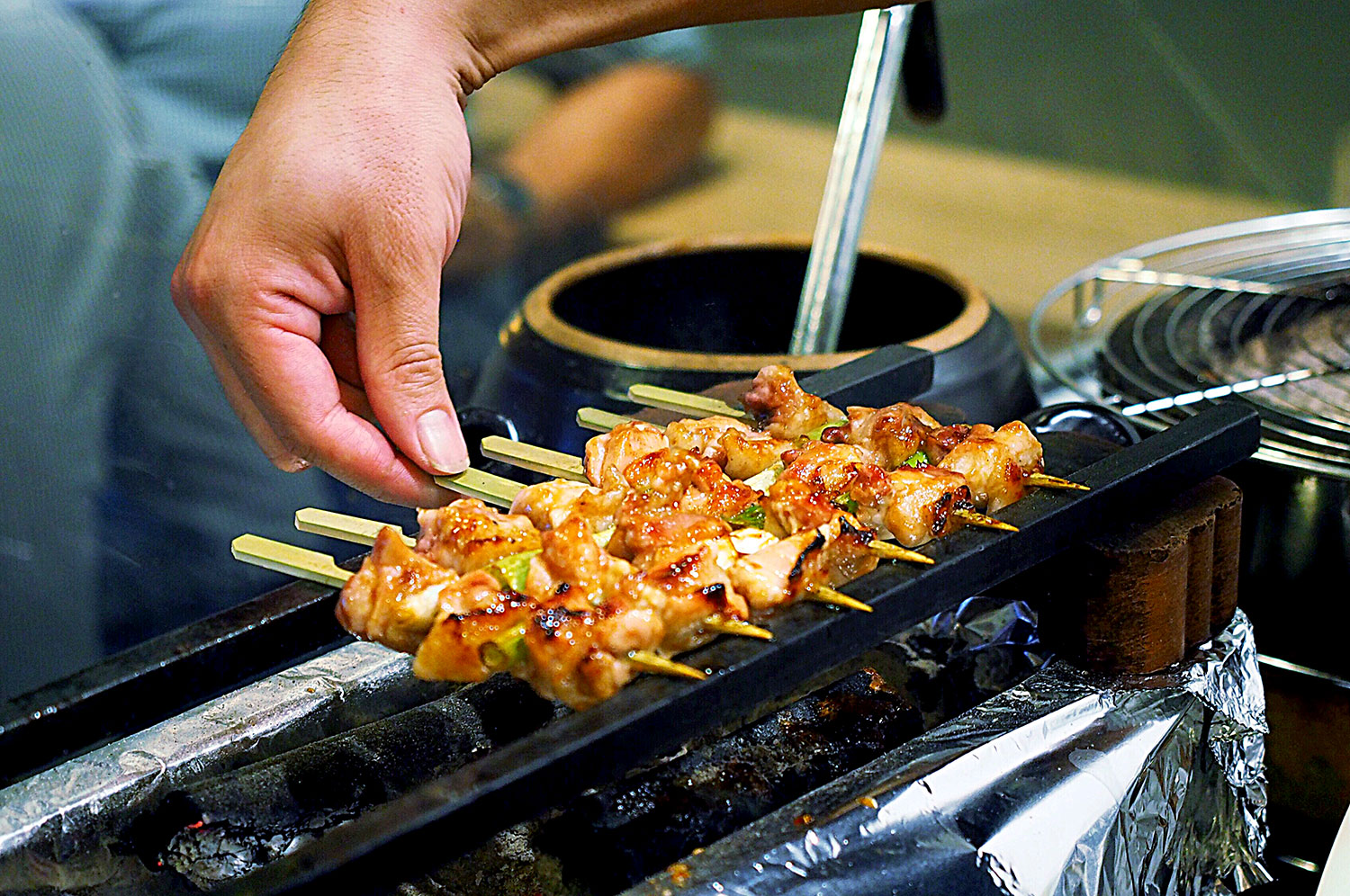 Skewers getting barbecued, Yurippi, Crows Nest: Sydney Food Blog Review