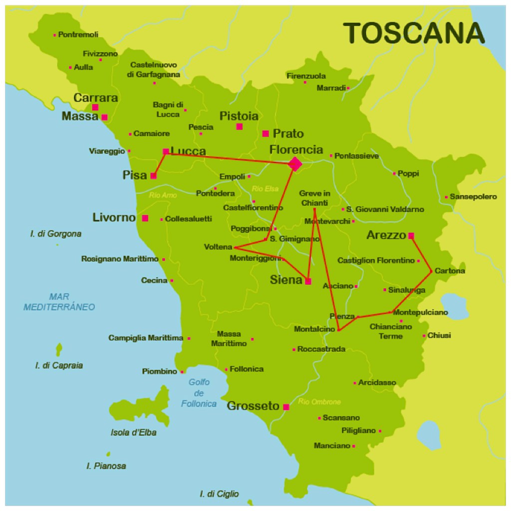 Mapa la Toscana