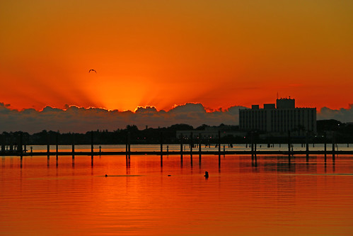 sky orange sun water sunrise river fire downtown florida stuart boardwalk firey stlucieriver