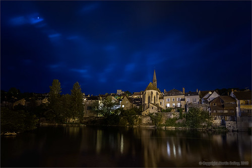 city longexposure sunset france reflection water night buildings river evening indre dusk wideangle 1020mm argenton canoneos7d