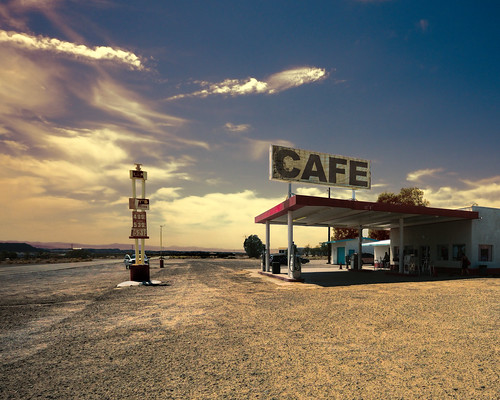california station sign us cafe highway desert 66 gas route roadside