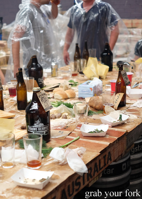 Food fight carnage at the Feral Party by Pinbone at Young Henrys for Good Food Month 2015