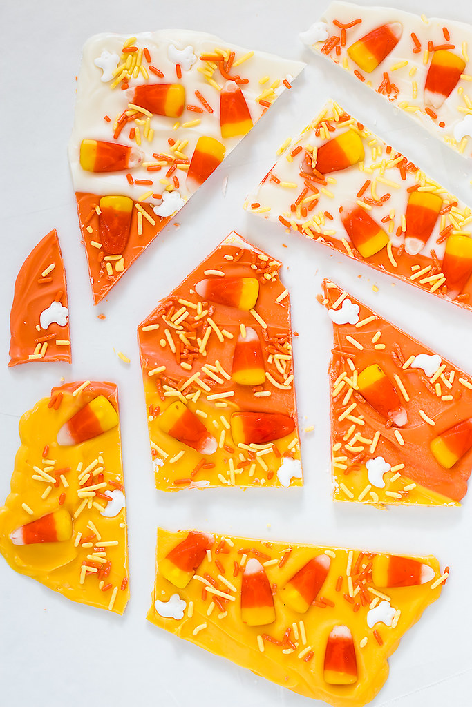 Halloween Candy Corn Bark is the easiest last minute treat for your favorite little monsters!