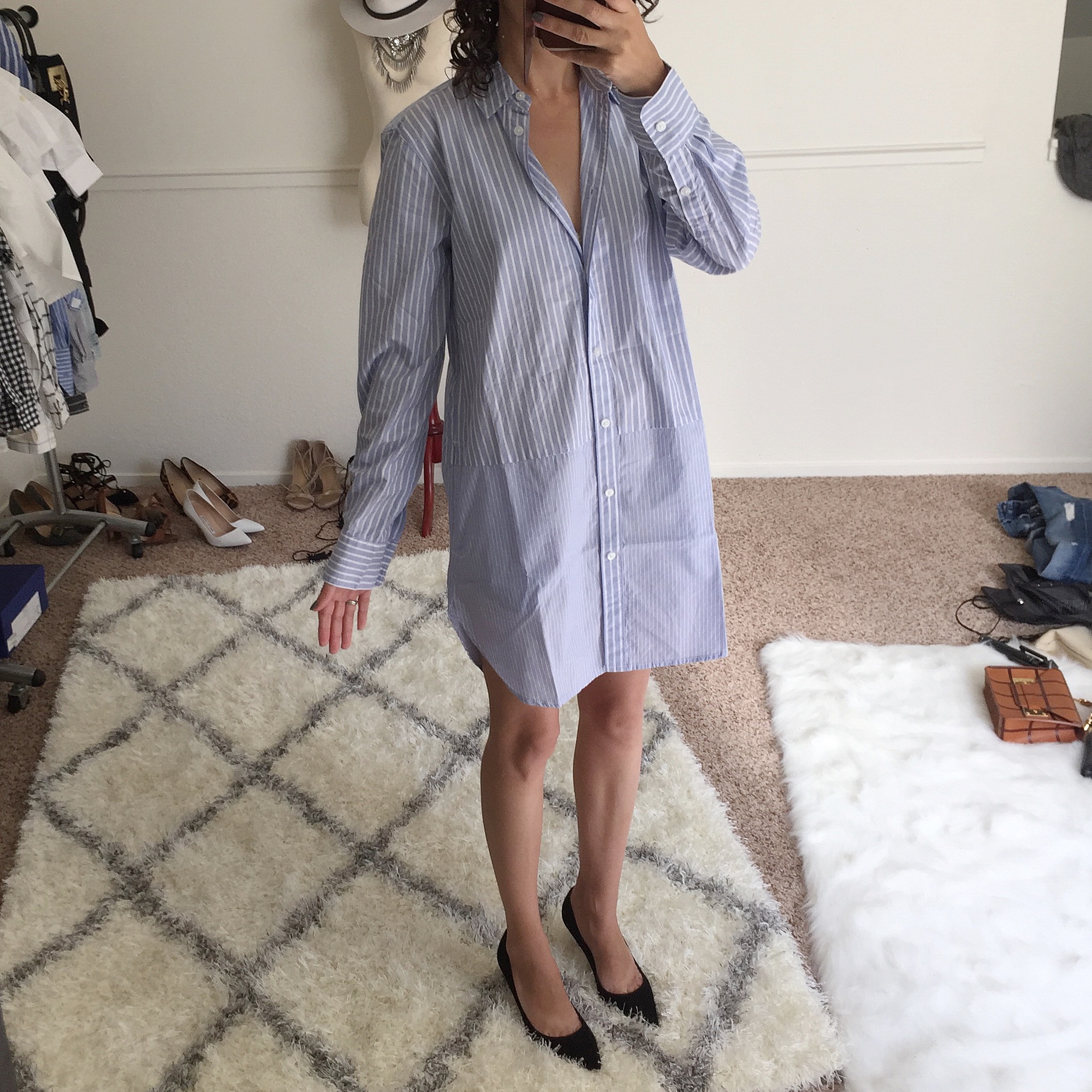 madewell tunic with pockets review blue stripe