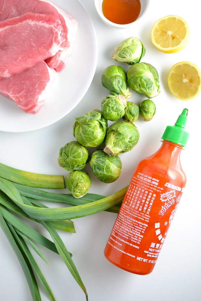 Sriracha and Honey Glazed Pork Chops with Brussels Sprouts | Things I Made Today