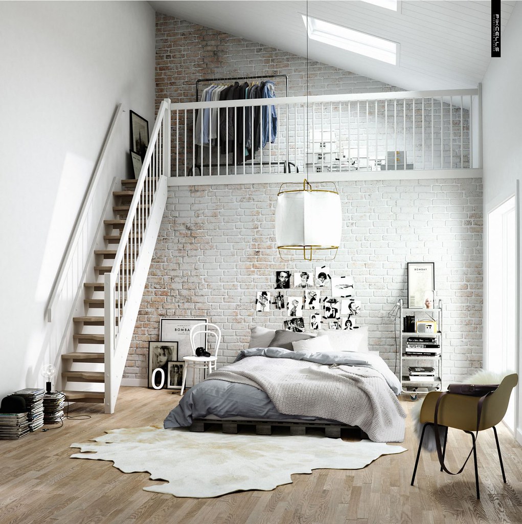 airy-and-fresh-Scandinavian-bedroom-with-upstairs-closet.-by-Pikcells-Visualisation-Studio