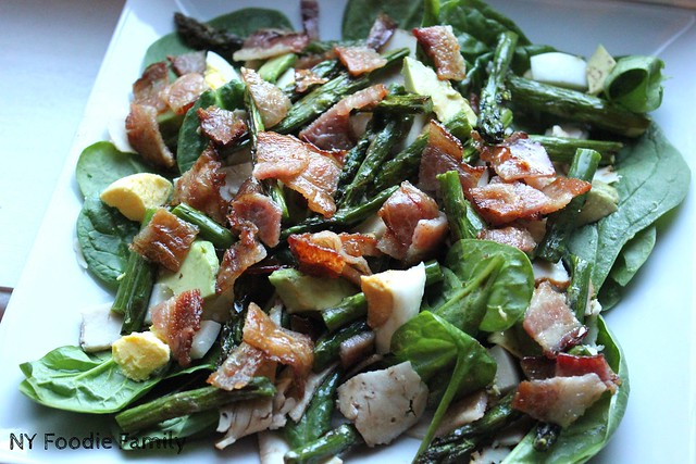 Chicken Bacon Avocado Salad w/ Roasted Asparagus