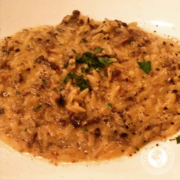 mushroom orzo with parmesan and white truffle oil