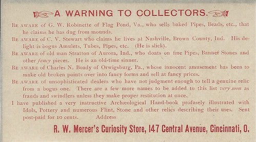 MERCER, RW, WARNING Warning to Collectors postcard