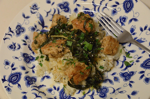 Chicken Meatballs with Braised Kale & Spiced Celeriac Mash