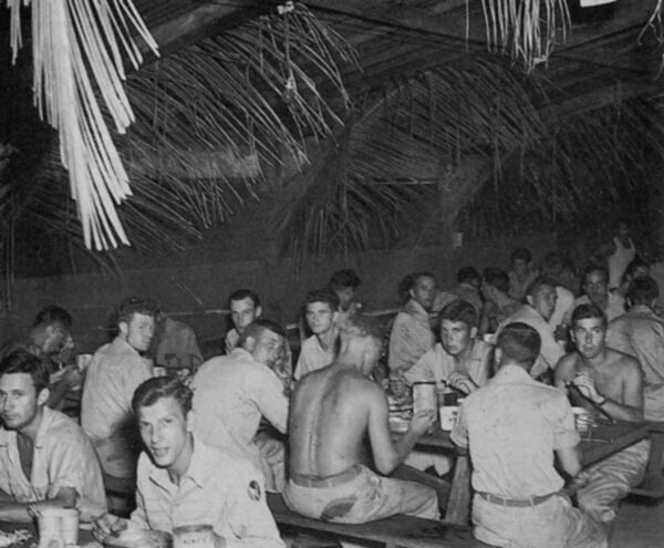 ww2 men eating Christmas dinner in 1944 at Dulag