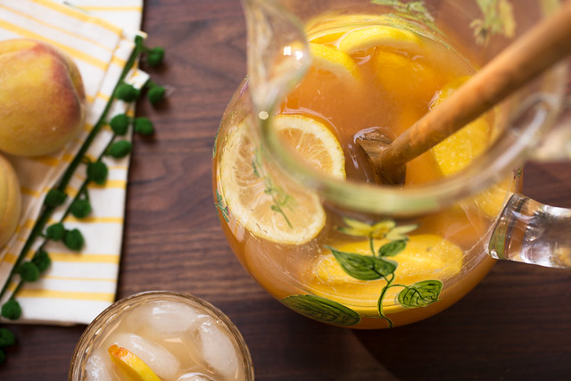 Peach Mint Lemonade in pitcher